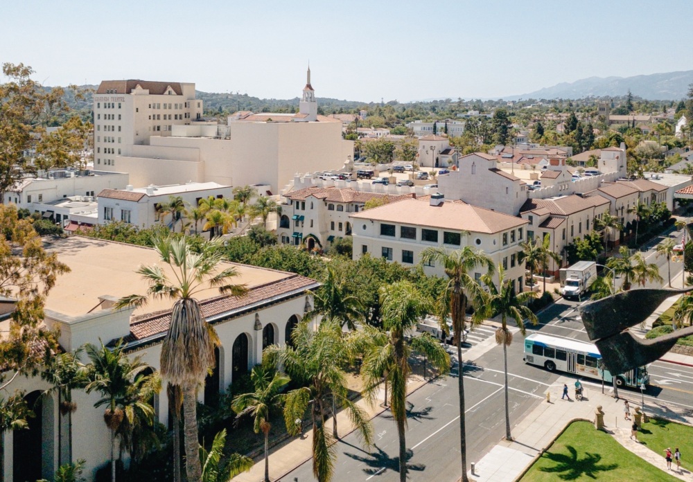 Downtown Santa Barbara, as seen from the roof of city hall.